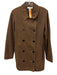 Sundance Size S Brown Leather Double Breast Knee Length Long Sleeve Heavy Coat Brown / S