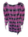 Rhode Size S Pink & gray Cotton Long Balloon Sleeve Plaid Gathered Sides Dress Pink & gray / S