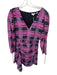 Rhode Size S Pink & gray Cotton Long Balloon Sleeve Plaid Gathered Sides Dress Pink & gray / S