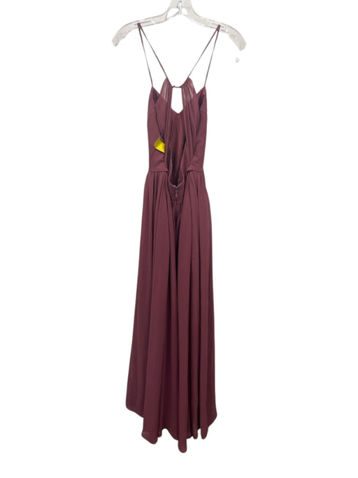 Azazie Size A4 Mauve Pink Polyester Spaghetti Strap Gathered Waist Back Zip Gown Mauve Pink / A4