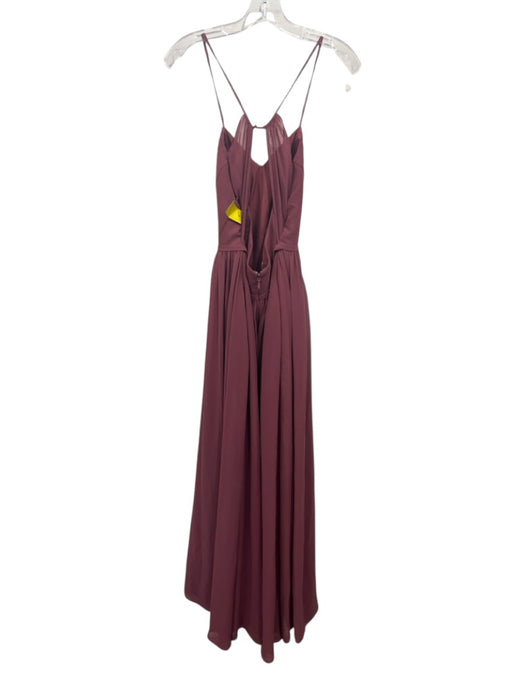 Azazie Size A4 Mauve Pink Polyester Spaghetti Strap Gathered Waist Back Zip Gown Mauve Pink / A4