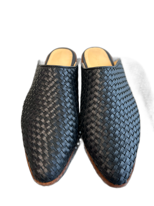 Nisolo Shoe Size 9 Black Leather Pointed Toe Open Back Slides Flat Shoes Black / 9
