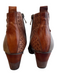 L'Artiste Shoe Size 39 Brown Leather Almond Toe Side Zip Flower Booties Brown / 39