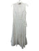 Socapri Size 38 White Cotton Side Zip Collar Maxi Floral Applique Dress White / 38