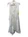 Socapri Size 38 White Cotton Side Zip Collar Maxi Floral Applique Dress White / 38