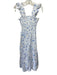 Hill House Size XS White & Blue Water Color Floral Ruffle Straps Dress White & Blue / XS