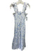 Hill House Size XS White & Blue Water Color Floral Ruffle Straps Dress White & Blue / XS