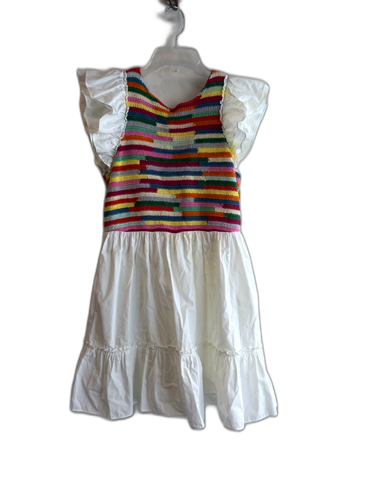 Saylor Size M White & Multi 100% Cotton Knit Detail Cap Sleeve Open Back Dress White & Multi / M