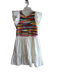 Saylor Size M White & Multi 100% Cotton Knit Detail Cap Sleeve Open Back Dress White & Multi / M