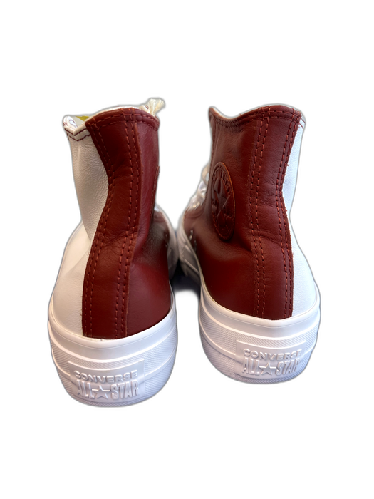 Converse Shoe Size W9 Brown & White Leather Round Toe Two Tone Lace Up Shoes Brown & White / W9