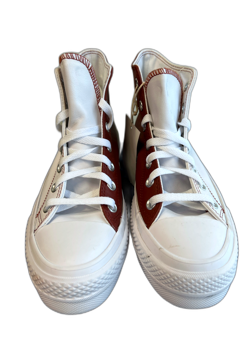 Converse Shoe Size W9 Brown & White Leather Round Toe Two Tone Lace Up Shoes Brown & White / W9