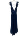 Lulus Size L Navy Blue Polyester Chiffon Ruffle Straps Criss Cross Back Gown Navy Blue / L