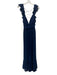 Lulus Size L Navy Blue Polyester Chiffon Ruffle Straps Criss Cross Back Gown Navy Blue / L