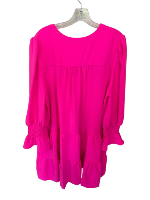 Pomander Place Size XXL Hot pink Polyester Long Sleeve Solid Smocked Wrist Dress Hot pink / XXL