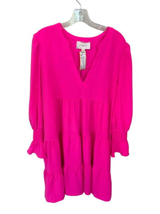 Pomander Place Size XXL Hot pink Polyester Long Sleeve Solid Smocked Wrist Dress Hot pink / XXL