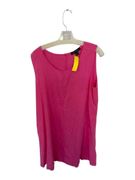 Renuar Size XL Coral Pink Tencel Sleeveless Front Pockets Shift Dress Coral Pink / XL