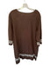 J. McLaughlin Size XL Brown & White Linen Long Sleeve Embroidered V Neck Dress Brown & White / XL
