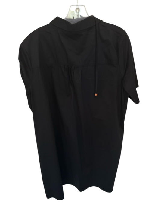 Renuar Size XL Black Cotton Short Sleeve Collar V Neck Dress Black / XL