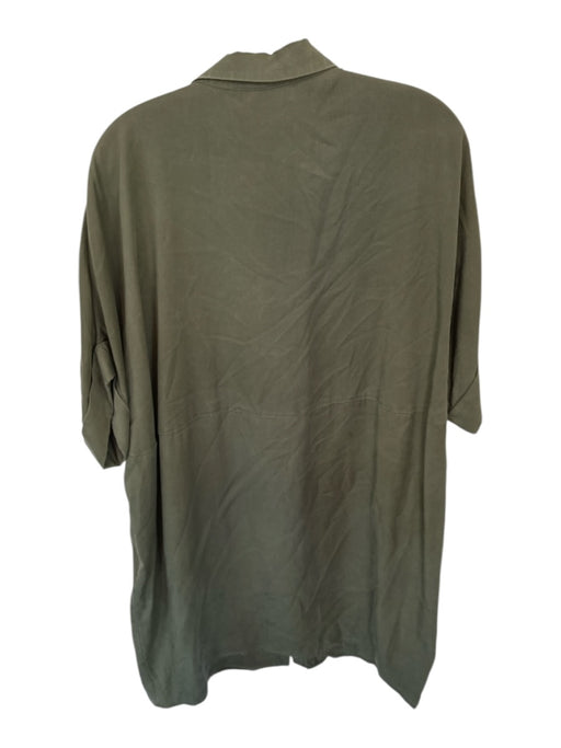 Maya Negri Size One Size Olive Green Tencel Short Sleeve Button Down Dress Olive Green / One Size