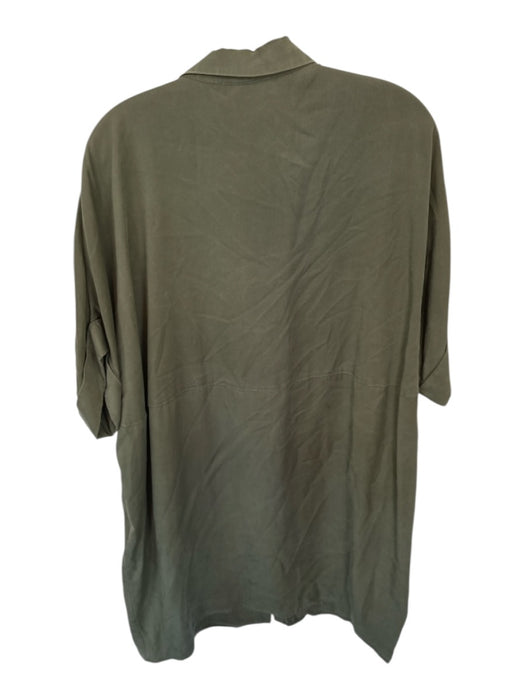 Maya Negri Size One Size Olive Green Tencel Short Sleeve Button Down Dress Olive Green / One Size
