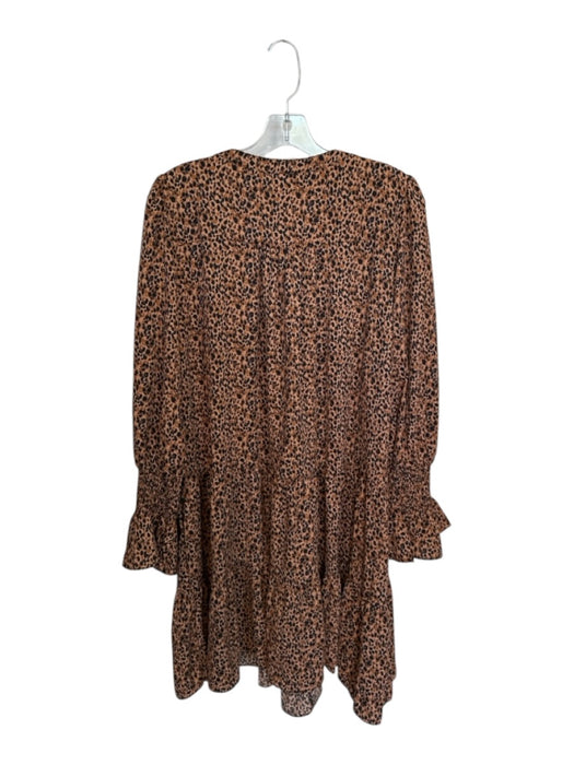 Pomander Place Size XXL Brown & Black Long Balloon Sleeve Animal Print Dress Brown & Black / XXL