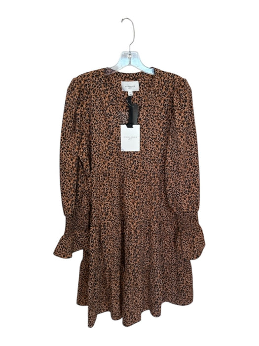 Pomander Place Size XXL Brown & Black Long Balloon Sleeve Animal Print Dress Brown & Black / XXL