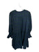 Pomander Place Size XXL Green & Navy Cotton Blend Long Balloon Sleeve Dress Green & Navy / XXL
