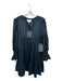 Pomander Place Size XXL Green & Navy Cotton Blend Long Balloon Sleeve Dress Green & Navy / XXL