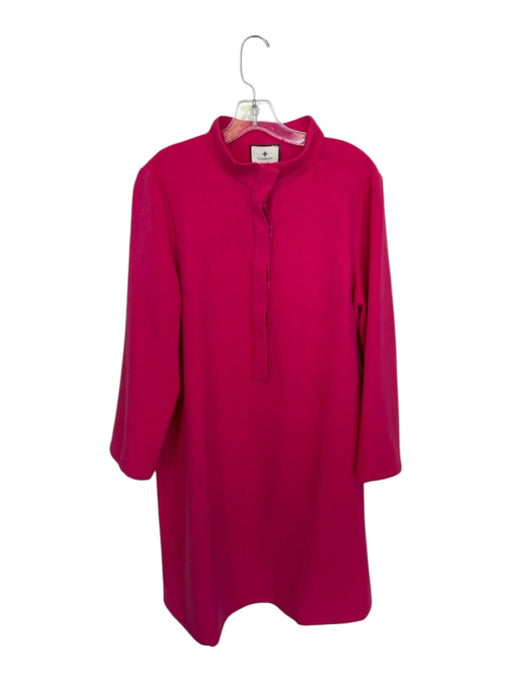 Tuckernuck Size XL Magenta Polyester Long Sleeve Half Button Shift Dress Magenta / XL