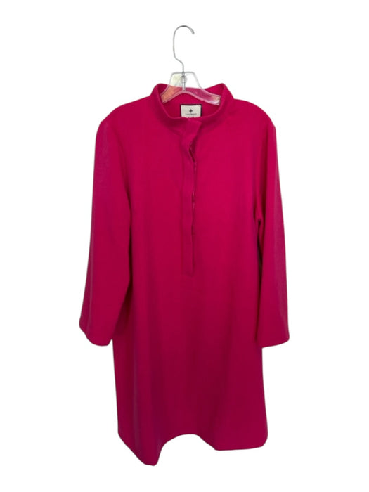 Tuckernuck Size XL Magenta Polyester Long Sleeve Half Button Shift Dress Magenta / XL