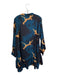Ruti Size M/L Black & Teal Polyester Long Sleeve Cheetah Collar Dress Black & Teal / M/L