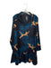 Ruti Size M/L Black & Teal Polyester Long Sleeve Cheetah Collar Dress Black & Teal / M/L