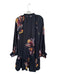Ruti Size M/L Black & Purple Polyester Long Sleeve Flowers Ruffle collar Dress Black & Purple / M/L