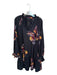 Ruti Size M/L Black & Purple Polyester Long Sleeve Flowers Ruffle collar Dress Black & Purple / M/L
