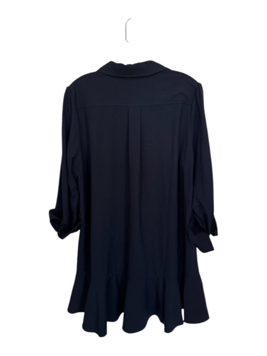 Tuckernuck Size XL Black Polyester Long Sleeve Half Button Drop Waist Dress Black / XL