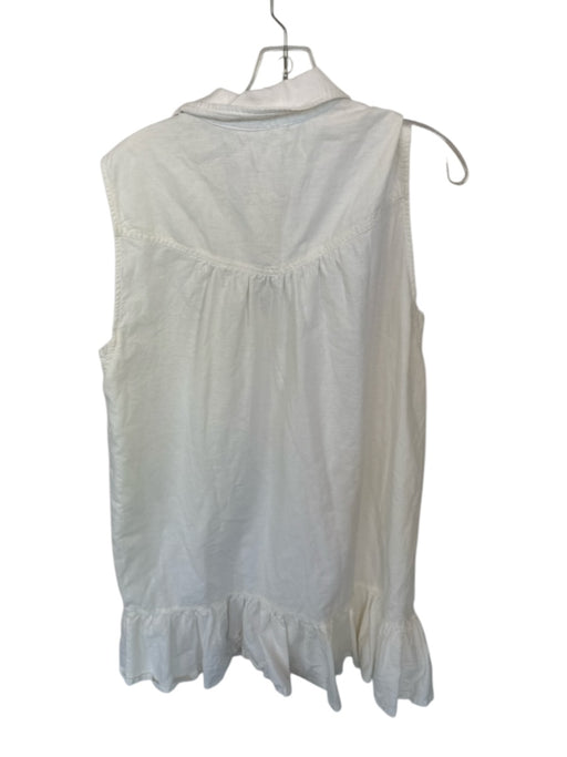 Pilcro Size Est M White Linen & Cotton Sleeveless Buttons Drop Waist Dress White / Est M