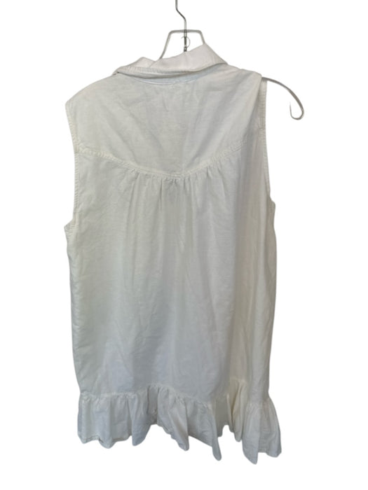 Pilcro Size Est M White Linen & Cotton Sleeveless Buttons Drop Waist Dress White / Est M