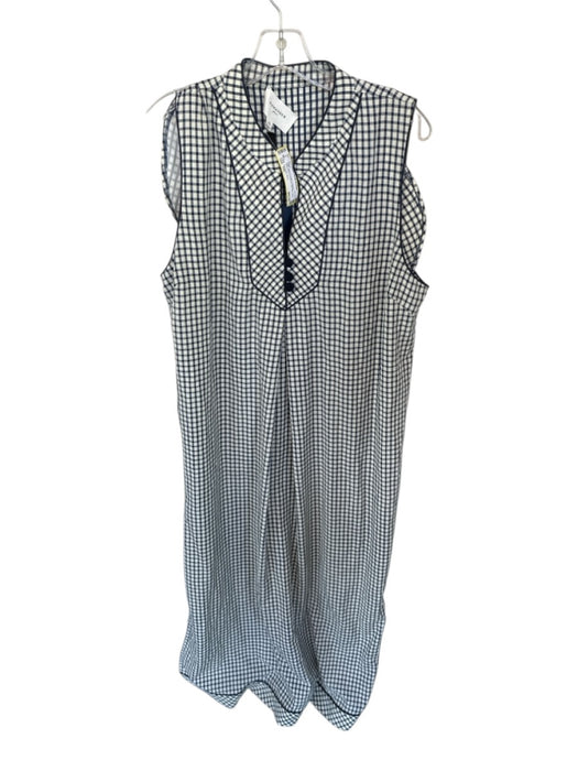 Pomander Place Size XXL Navy & Cream Polyester Sleeveless Checkered Maxi Dress Navy & Cream / XXL