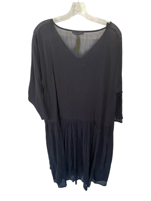 masai Size L Black Cotton Long Sleeve Pleat Detail Maxi Slip Inc. Dress Black / L