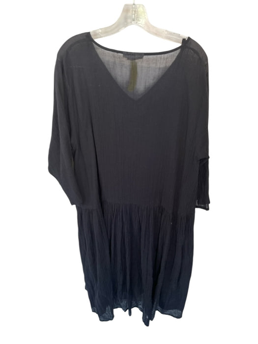 masai Size L Black Cotton Long Sleeve Pleat Detail Maxi Slip Inc. Dress Black / L