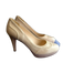 Prada Shoe Size 6.5 Beige Leather Stitch Detail Almond Toe High Heel Pump Shoes Beige / 6.5