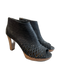 Paul Green Shoe Size 6 Black Leather Stacked Heel Peep Toe Side Zip bootie Shoes Black / 6