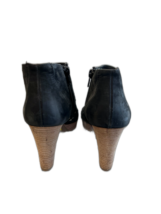 Paul Green Shoe Size 6 Black Leather Stacked Heel Peep Toe Side Zip bootie Shoes Black / 6