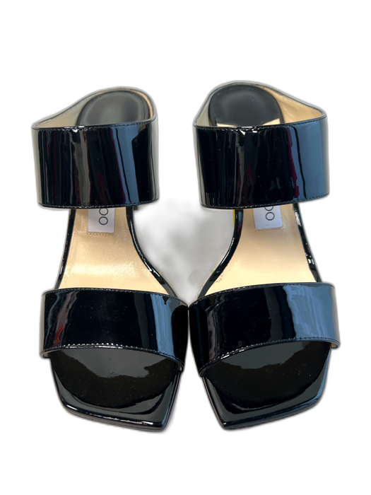 Jimmy Choo Shoe Size 37 Black Patent Leather Open Square Toe Open Back Shoes Black / 37