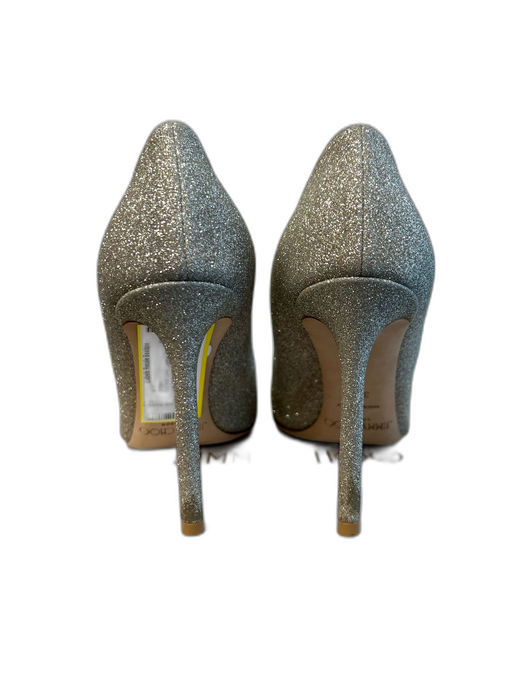 Jimmy Choo Shoe Size 37.5 Silver Leather Glitter Pointed Toe High Heel Shoes Silver / 37.5