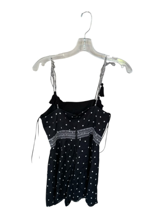 Alice & Olivia Size 2 Black & White Viscose Tie Straps Polka Dot Romper Black & White / 2