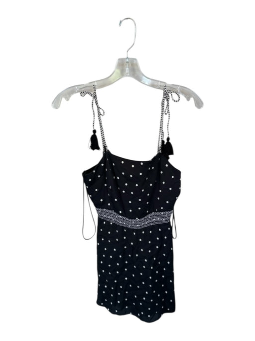 Alice & Olivia Size 2 Black & White Viscose Tie Straps Polka Dot Romper Black & White / 2