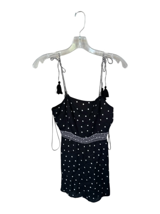 Alice & Olivia Size 2 Black & White Viscose Tie Straps Polka Dot Romper Black & White / 2