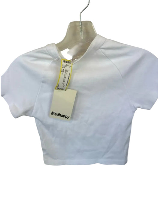 Madhappy Size XS White & Black Cotton Short Sleeve Logo Babydoll Top White & Black / XS