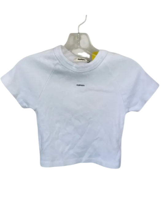 Madhappy Size XS White & Black Cotton Short Sleeve Logo Babydoll Top White & Black / XS